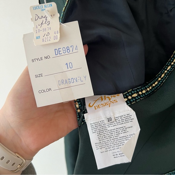 NWT Vintage Alyce Designs Emerald Green Beaded Formal Dress ! - Picture 10 of 12